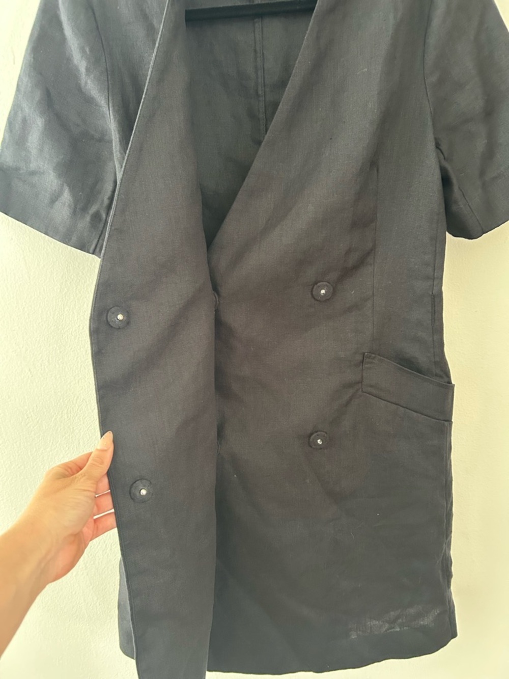 & Other Stories Tailored Black Linen Mini Dress Size 8 - Picture 5 of 7